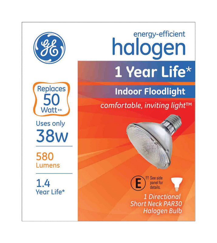 GE Halogen Light Bulb 38 watts 580 lumens Floodlight PAR30 Medium Base ...