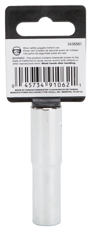 Vulcan MT6500722 Drive Socket, 11 mm Socket, 3/8 in Drive, 6-Point, Chrome Vanadium Steel, Chrome