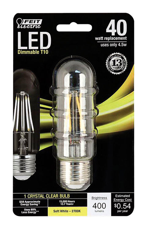 FEIT Electric LED Bulb 3 watts 200 lumens 3000 K Medium Base (E26) T10 Clear 40 watts equivalen