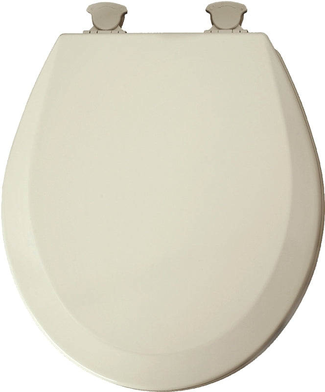 Mayfair Padded Toilet Seat with Chrome Hinges, Soft Vinyl over Wood Core Seat, Made in USA, Round, White