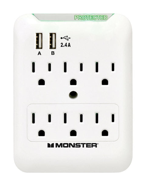 Monster Just Power It Up 6 outlets Surge Tap White