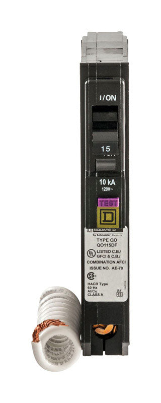 Square D QO Arc Fault and Ground Fault 15 amps Circuit Breaker