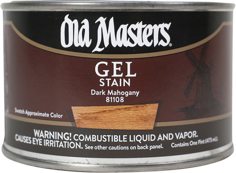 Old Masters 81108 Gel Stain, Dark Mahogany, Liquid, 1 pt, Can