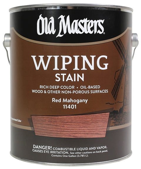 Old Masters 11401 Wiping Stain, Red Mahogany, Liquid, 1 gal, Can