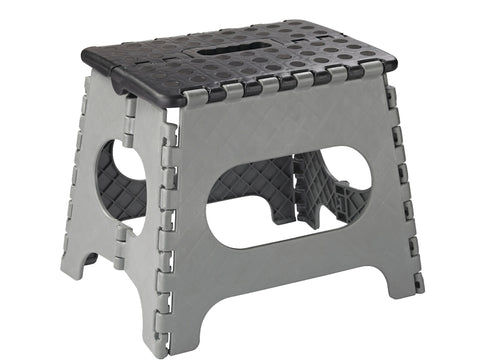 Simple Spaces SD027 Folding Step Stool, 10-5/8 in H, 1-Step, 330, Plastic, Black Gray