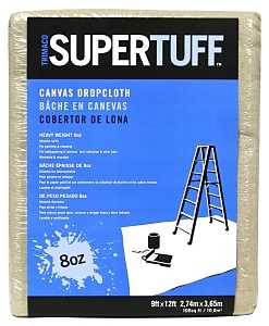 Trimaco SUPERTUFF 58901 Drop Cloth, 12 ft L, 9 ft W, Canvas, Tan