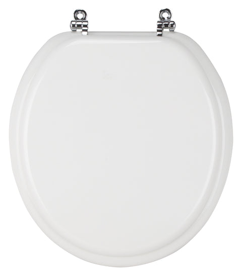 ProSource T-17WMC Toilet Seat, Round, MDF Molded Fiberboard, White, Bar Hinge