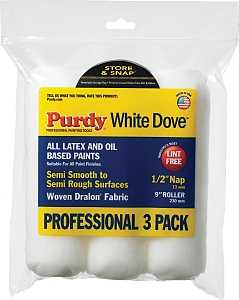 Purdy White Dove 14F864000 Paint Roller Cover, 1/2 in Thick Nap, 9 in L, Dralon Fabric Cover