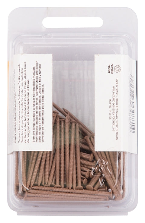 ProSource NTP-081-PS Panel Nail, 15D, 1-5/8 in L, Steel, Painted, Flat Head, Ring Shank, Brown, 171 lb, Pack of 5