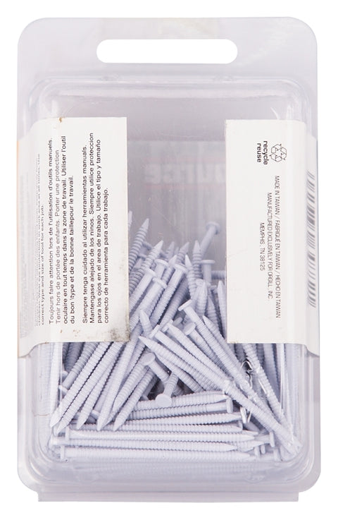 ProSource NTP-082-PS Panel Nail, 15D, 1-5/8 in L, Steel, Painted, Flat Head, Ring Shank, White, 171 lb, Pack of 5