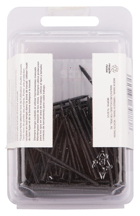 ProSource NTP-083-PS Panel Nail, 15D, 1-5/8 in L, Steel, Painted, Flat Head, Ring Shank, Black, 171 lb, Pack of 5