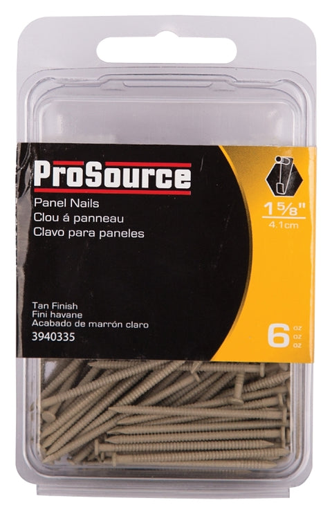 ProSource NTP-085-PS Panel Nail, 15D, 1-5/8 in L, Steel, Painted, Flat Head, Ring Shank, Tan, 171 lb, Pack of 5