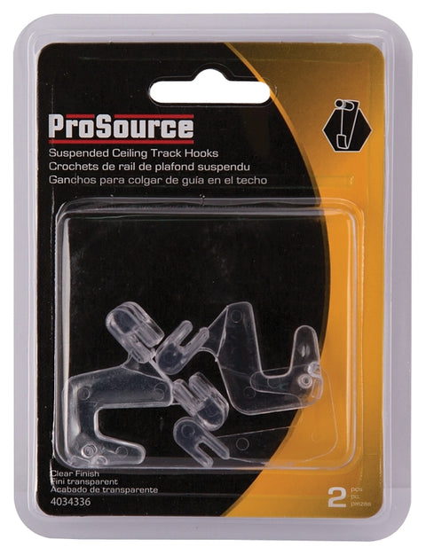ProSource GB72733-PS Ceiling Track Hook, 1.5 in L, 0.35 in H, PVC, Clear, Wall Mount Mounting