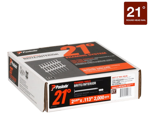 Paslode 211322 Framing Nail, 2-3/8 in L, Steel, Bright, Round Head, Smooth Shank