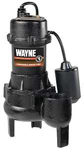 Wayne RPP50 Sewage Pump, 1-Phase, 15 A, 115 V, 0.5 hp, 2 in Outlet, 20 ft Max Head, 4,800 gph, Iron