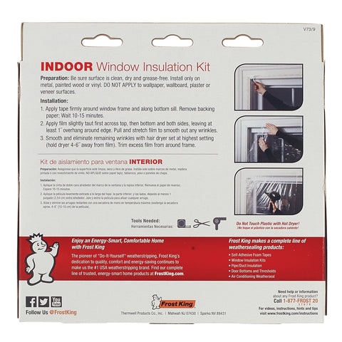 Frost King V73/9H Indoor Shrink Window Kit, 42 in W, Plastic