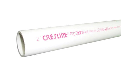 Cresline PVC DWV Pipe 6 in. Dia. x 10 ft. L Plain End Schedule 40 220 psi