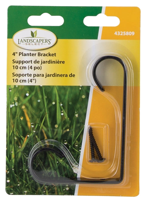 Landscapers Select GB0173L Plant Bracket, 4-1/4 L, Steel, Black, Wall Mount Mounting