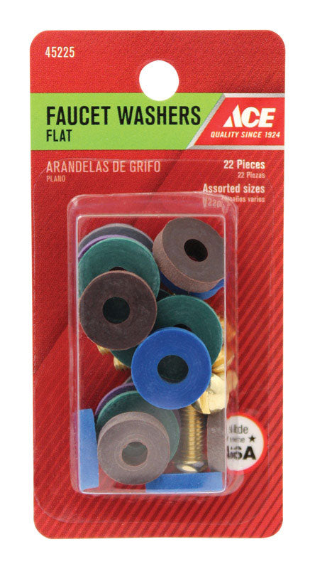 Ace Synthetic Rubber Flat Faucet Washer Assortment 20