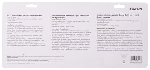 Landscapers Select GB0283L Hanging Plant Bracket, 15-1/2 L, Steel, Black, Wall Mount Mounting