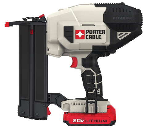 Porter-Cable PCC790LA Nailer Kit, Battery Included, 20 V, 2 Ah, 100 Magazine, Glue Collation, 18 ga Nail, Nail Fastener