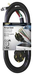 PowerZone ORR628206 Power Supply Range Cord, 6 8 AWG Cable, 6 ft L, 50 A, 250 V, Black