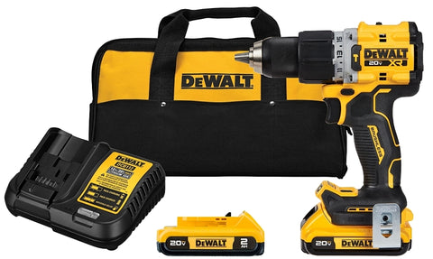 DEWALT XR Series DCD805D2 Hammer Drill Driver Kit, Battery Included, 20 V, 2 Ah, 1/2 in Chuck, Keyless, Ratcheting Chuck
