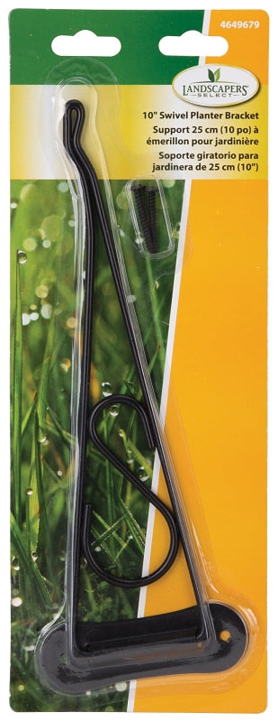 Landscapers Select GB0203L Swivel Plant Bracket, 10-3/8 L, Steel, Black, Wall Mount Mounting