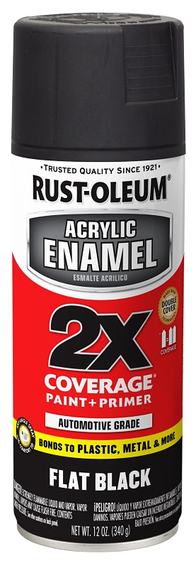 Rust-Oleum 271918 Automotive Spray Paint, Oil Base, Flat, Black, 12 oz Can