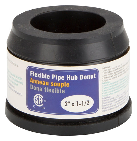 ProSource 22U-139 Hub Donut, 2 x 1-1/2 in, PVC, Black