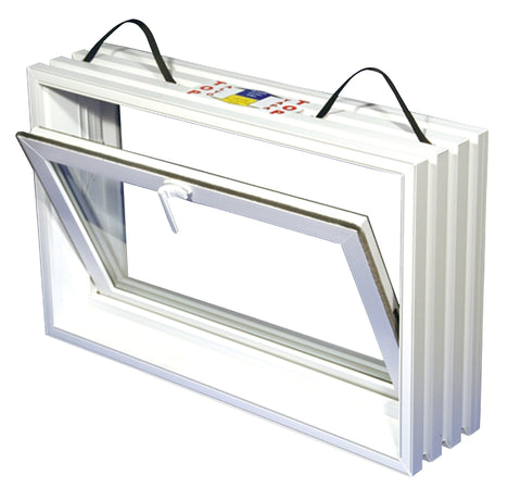 Duo-Corp 3220HOPF8 Hopper Basement Window, 7-7/8 in W Actual, 20 in H Actual, Glass Glass/Screen, Vinyl Frame
