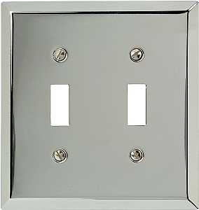 Amerelle 161TT Wallplate, 4-15/16 in L, 4-9/16 in W, 2 -Gang, Steel, Polished Chrome