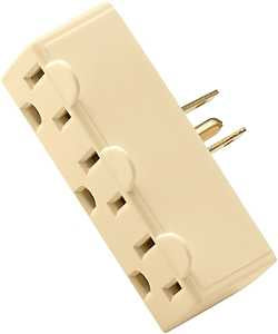 Eaton Wiring Devices BP1147V Outlet Adapter, 2 -Pole, 15 A, 125 V, 3 -Outlet, NEMA: NEMA 5-15R, Ivory