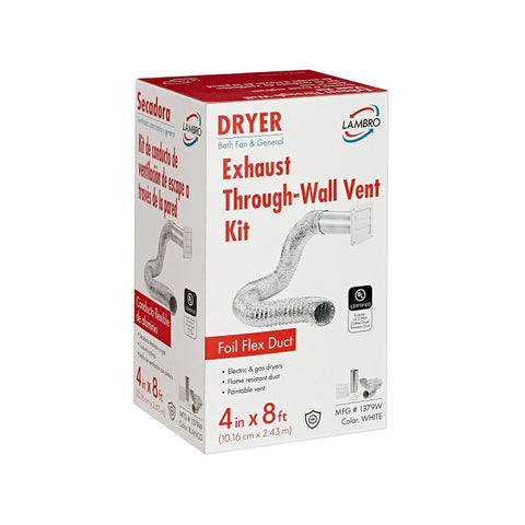 Lambro 1379W Wall Louvered Vent Kit, Plastic, White, 10/BX