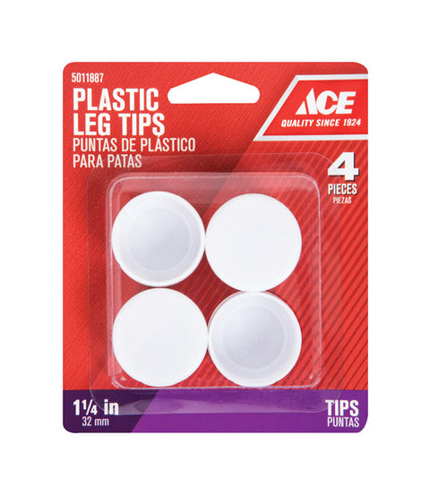 Ace Plastic Square Leg Tip White 1-1/4 in. W x 1-1/4 in. L 4 pk