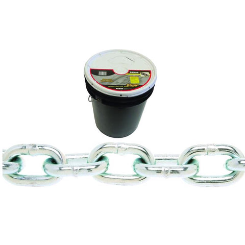 Baron PC3014P Proof Coil Chain, 1/4 in, 141 ft L, 30 Grade, Steel, Zinc