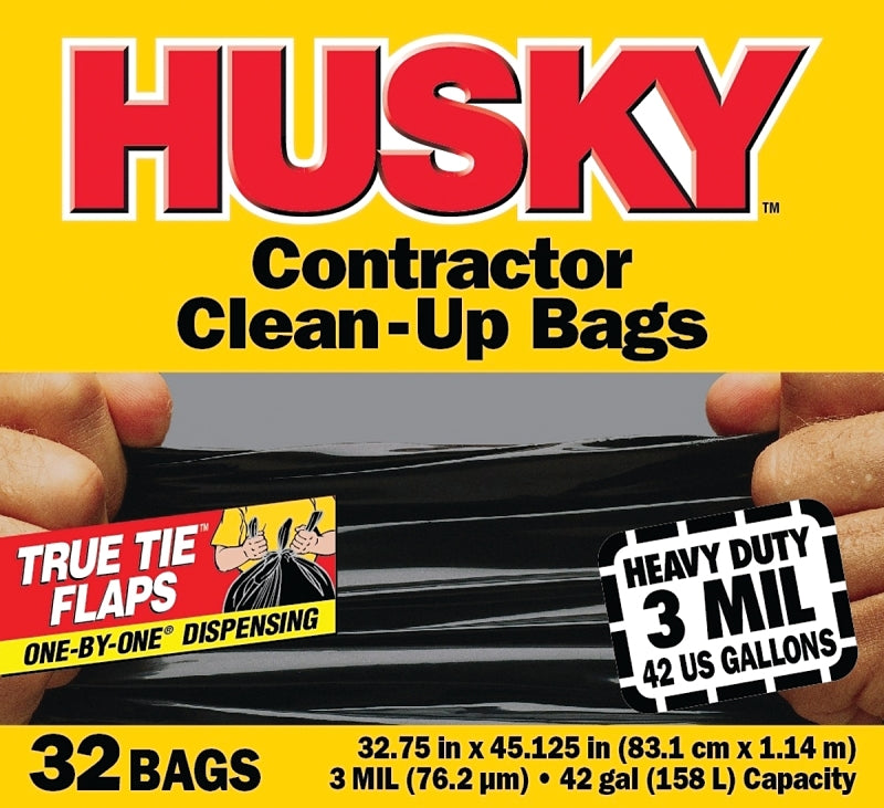 Husky HC42WC032B Clean-Up Trash Bag, 42 gal Capacity