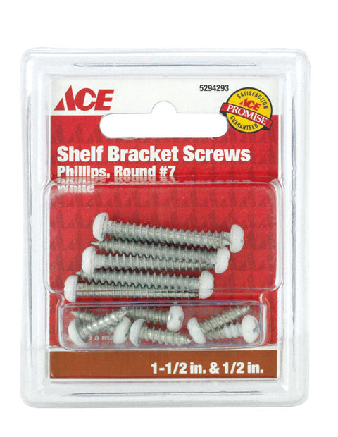 Ace Steel White Shelf Bracket Ornamental Shelf Bracket Screws Assorted in. L