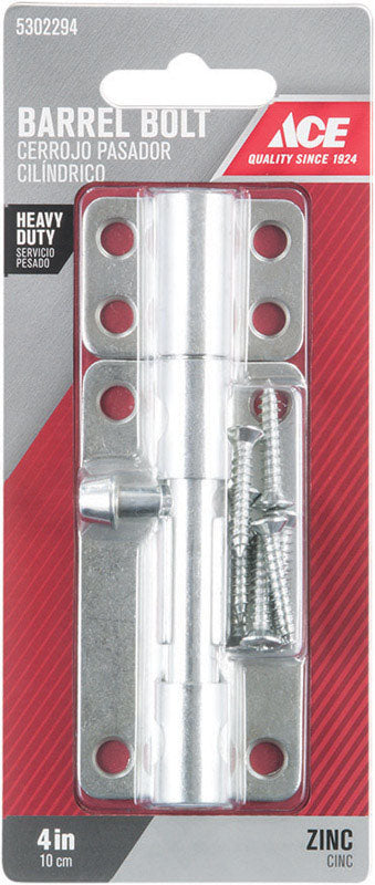 Ace 4 in. L Zinc-Plated Steel Barrel Bolt