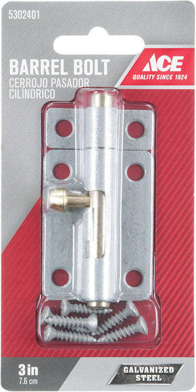 Ace 3 in. L Galvanized Steel Barrel Bolt