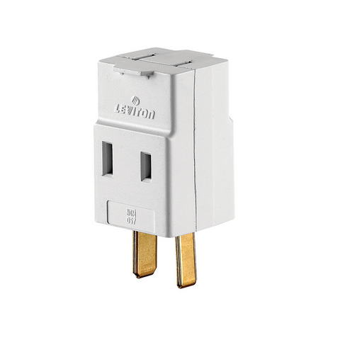 Leviton 002-00531-00W Triple Tap Outlet Adapter, 2 -Pole, 15 A, 125 V, 3 -Outlet, NEMA: NEMA 1-15R, White