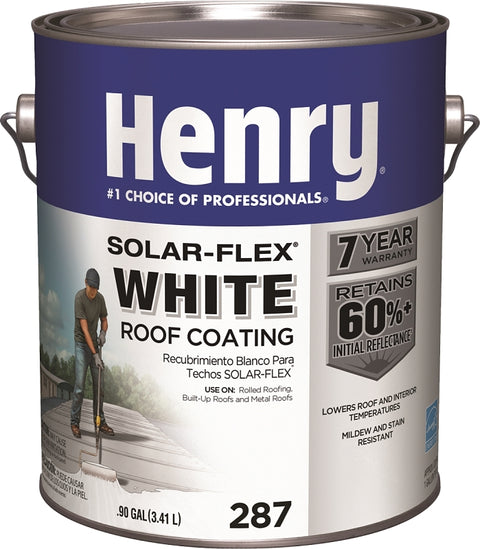 Henry HE287SF046 Elastomeric Roof Coating, White, 0.9 gal Pail, Pack of 4