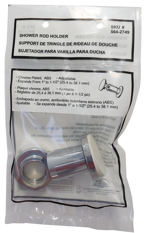 ProSource PMB-004 Shower Rod Flange, Adjustable, ABS/Rubber, Silver, For: 1 in OD Shower Rod