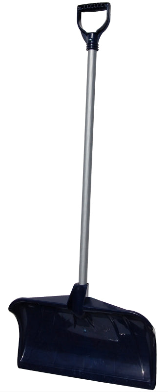 Rugg 34PD-S Snow Pusher, 20 in W Blade, Polyethylene Blade, Steel Handle, D-Shaped Handle, Navy