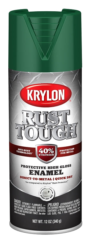 Krylon RTA9215 Rust Preventative Spray Paint, Gloss, Forest Green, 12 oz, Can, Pack of 6