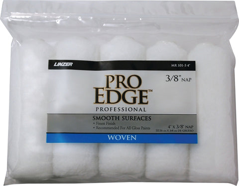 Linzer MR 101-5 4IN Roller Cover, White, 3/8 in Thick Nap, 4 in L, Woven Fabric Cover, 6/PK