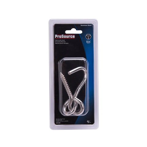 ProSource LR-404S-PS Hammock Hook, 1-1/4 in Opening, Stainless Steel, Silver, Stainless Steel