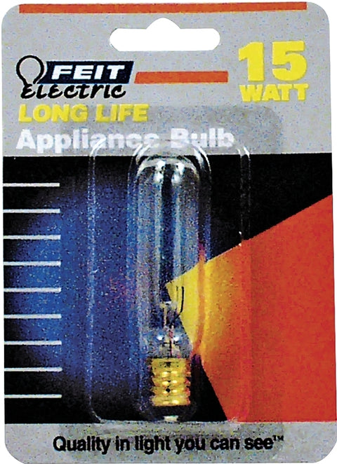 Feit Electric BP15T6-145 Incandescent Lamp, Clear Lamp, 0.75 in D x 2.87 in H Dimensions, 15 W, T6 Lamp, 85 Lumens, Pack of 6