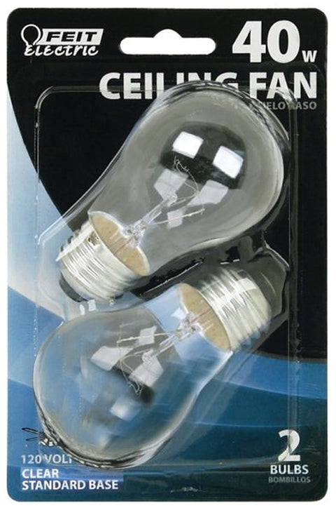 Feit Electric BP40A15/CL/CF Incandescent Lamp, Clear Lamp, 1.87 in D x 3.5 in H Dimensions, 40 W, A15 Lamp, 280 Lumens, Pack of 6