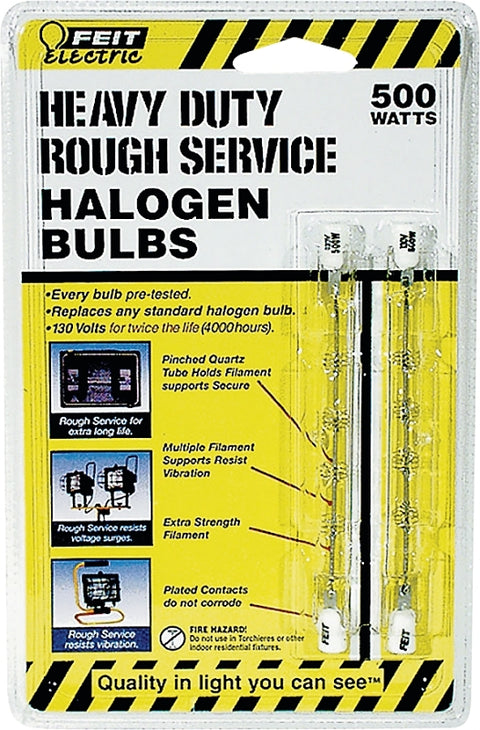Feit Electric BPQ500T3/CL/RS/2 Halogen Bulb, 500 W, R7 Lamp Base, J T3 Lamp, 3000 K Color Temp, 4000 hr Average Life